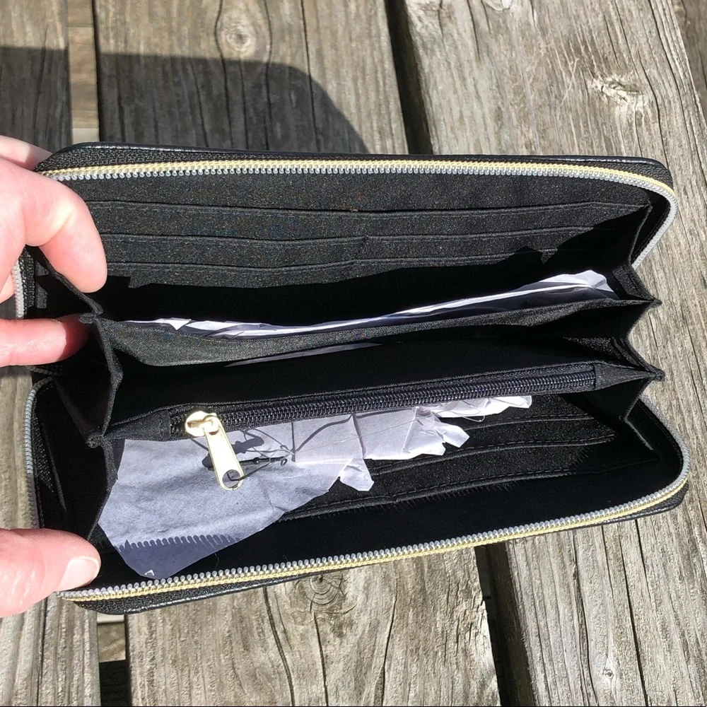 - Black Scroll Cut-Out Accordion Wallet! NEW!